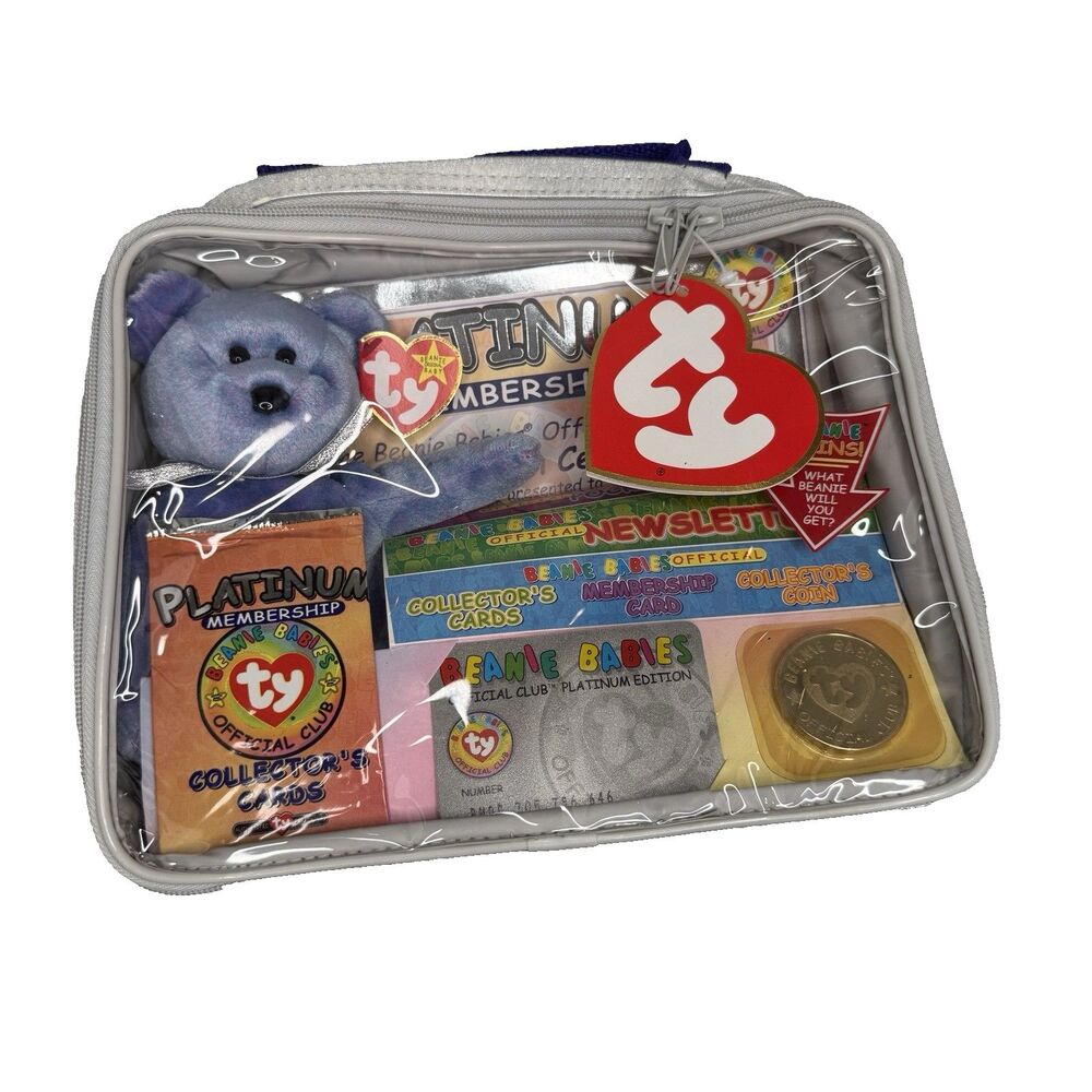 TY Beanie Baby Clubby II Bear & Coin With Platinum Edition Club Kit Sealed NEW